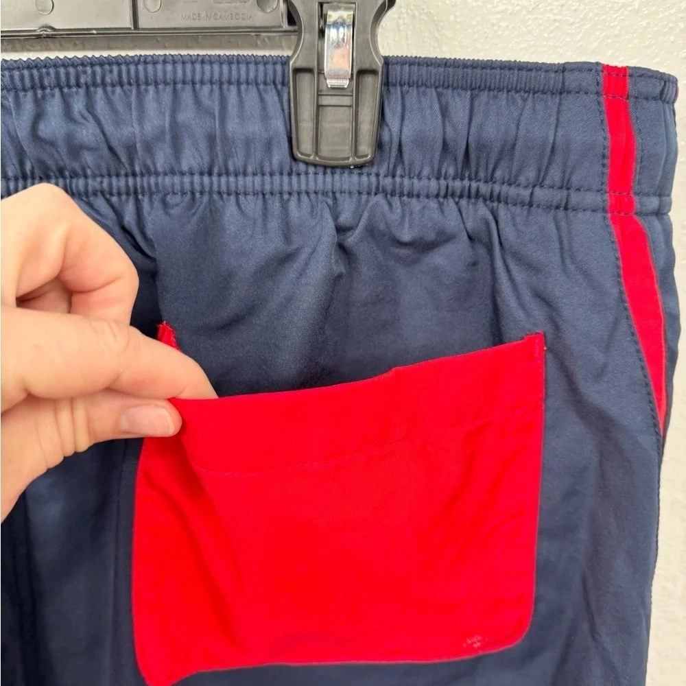 Speedo Men's Swim Trunks Size XXL Navy Blue Red Side Stripe Mesh Lined